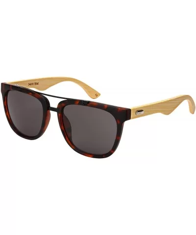 Wood Bamboo Horn Rimmed Aviator Sunglasses for Men Women with Double Crossbar 540817BM-SD - CQ18OIKDTA8 $18.95 Square