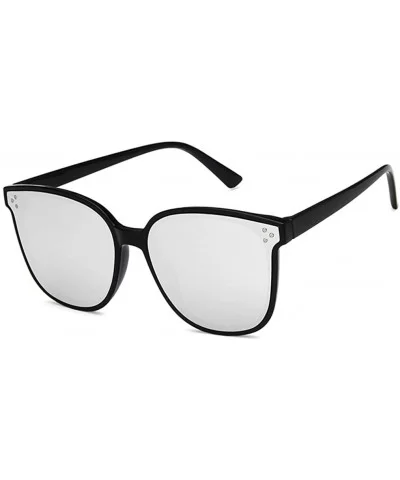 Unisex Sunglasses Fashion Bright Black Grey Drive Holiday Square Non-Polarized UV400 - Bright Black Silver - CE18RLIZWUE $12....