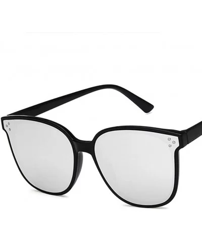 Unisex Sunglasses Fashion Bright Black Grey Drive Holiday Square Non-Polarized UV400 - Bright Black Silver - CE18RLIZWUE $12....