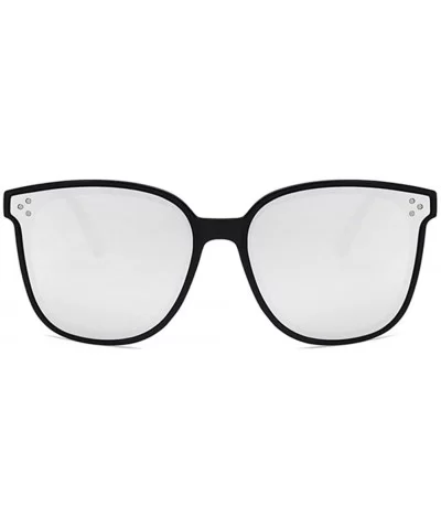 Unisex Sunglasses Fashion Bright Black Grey Drive Holiday Square Non-Polarized UV400 - Bright Black Silver - CE18RLIZWUE $12....