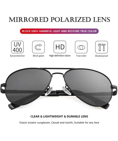 Polarized Aviator Sunglasses for Men Women Metal Frame 100% UV400 Protection Lens- 58mm - Black Frame/Gray Lens - CY18Z7Z7KA7...