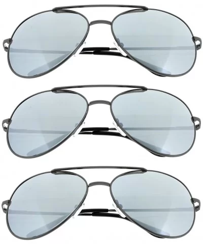 3 Pack Aviator Sunglasses Classic Metal w/Spring Hinges - 3 Pack Black - CE11DKQEQZD $21.10 Aviator