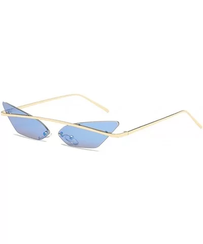 Women Cat Eye Sunglasses Vintage Narrow Metal Frame Sunglasses Ladies Shades Triangle Eyewear Sun Glasses - 5 - CL18Y8G83I5 $...