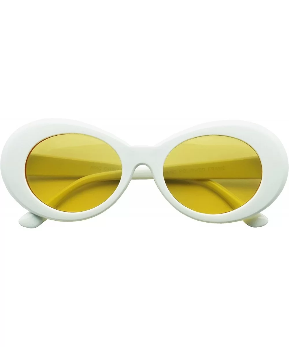 Original Classic Dark Oval Lens Kurt Cobain Inspired Nirvana Bold Trending Sunglasses - White - Yellow - C4184W6O2Y5 $12.42 G...