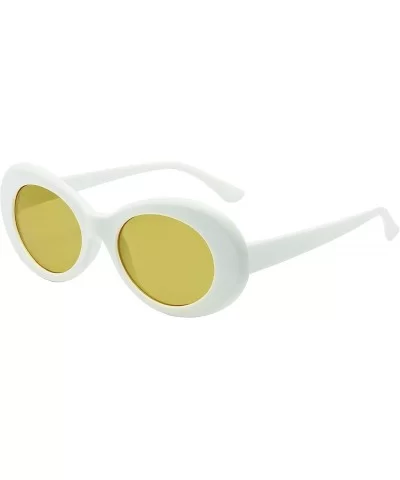 Original Classic Dark Oval Lens Kurt Cobain Inspired Nirvana Bold Trending Sunglasses - White - Yellow - C4184W6O2Y5 $12.42 G...