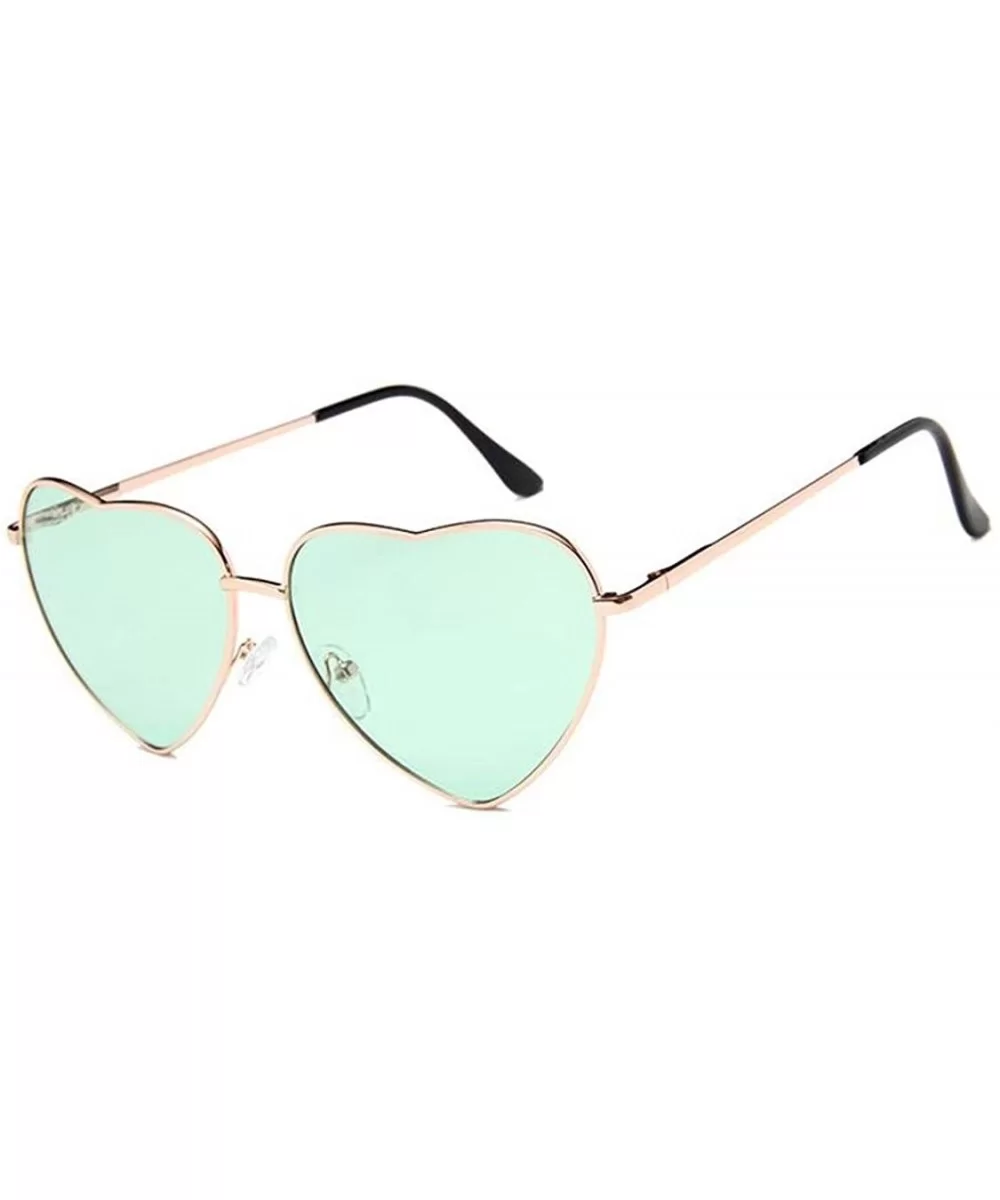 Women's S014 Heart Aviator 55mm Sunglasses - Light Green - C4186HM8IN8 $11.02 Round