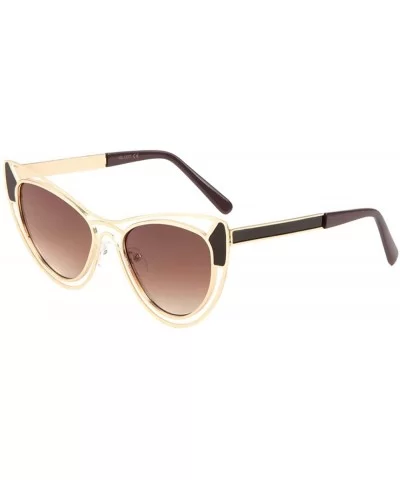 Sharp Cat Eye Meta Cut Frame Sunglasses - Brown - CR197OGY087 $20.74 Cat Eye