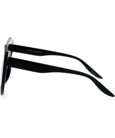 Mirrored Color Mirror Lens Retro Thick Eyebrow Butterfly Sunglasses - Black Gold Mirror - CL12D63NPND $14.07 Butterfly