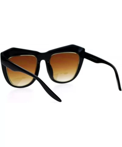 Mirrored Color Mirror Lens Retro Thick Eyebrow Butterfly Sunglasses - Black Gold Mirror - CL12D63NPND $14.07 Butterfly