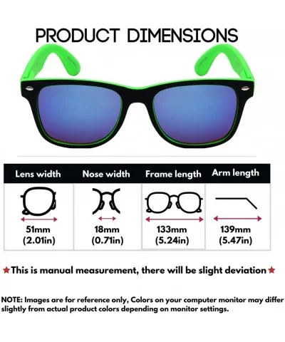 Classic Sunglasses Mirrroed Protection - (3 Pack)- Black + Green Frame & Blue-white Mirrored Lens - CP1932QHDN4 $12.34 Wayfarer