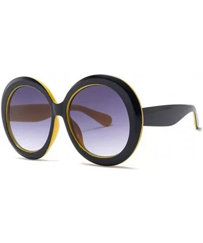 Round Sunglasses Women 2018 Vintage Black Green Oversized Frames Mirror - 6 - C818WZRTSTC $42.13 Round