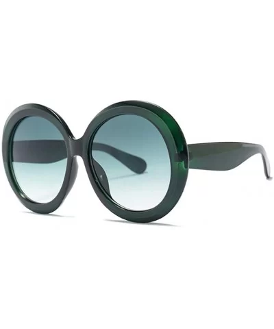 Round Sunglasses Women 2018 Vintage Black Green Oversized Frames Mirror - 6 - C818WZRTSTC $42.13 Round