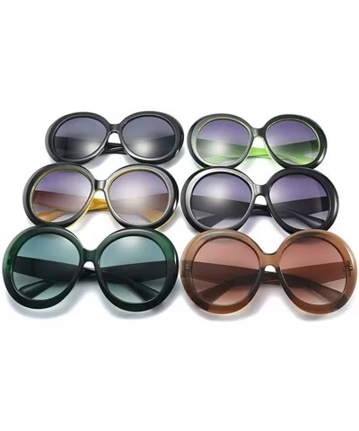 Round Sunglasses Women 2018 Vintage Black Green Oversized Frames Mirror - 6 - C818WZRTSTC $42.13 Round