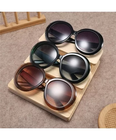 Round Sunglasses Women 2018 Vintage Black Green Oversized Frames Mirror - 6 - C818WZRTSTC $42.13 Round