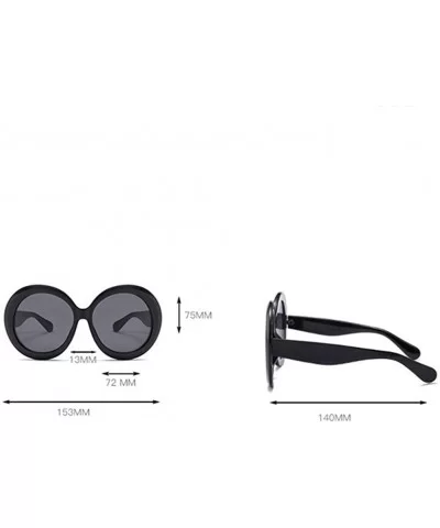 Round Sunglasses Women 2018 Vintage Black Green Oversized Frames Mirror - 6 - C818WZRTSTC $42.13 Round