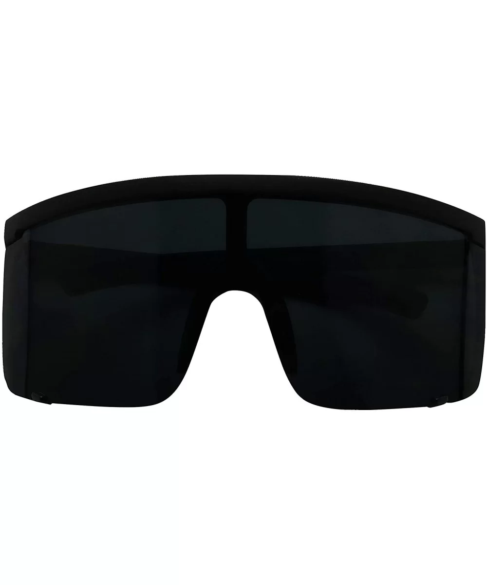 Oversized Super Shield Colorful Translucent Lens Sunglasses Retro Flat Top 80's Frame Rave Shades - Black Lens - CJ1967XY6TO ...