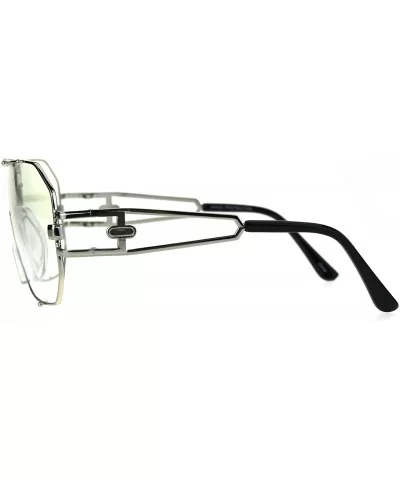 Mens Oversize Shield Squared Pilots Robotic Clear Lens Eye Glasses - Silver - CD1872DK7XY $18.53 Shield