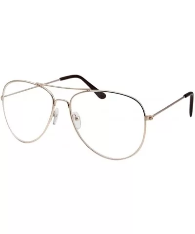 Clear Lens Aviator Eyeglasses - Gold Medium - CB12IH20KLX $12.27 Square