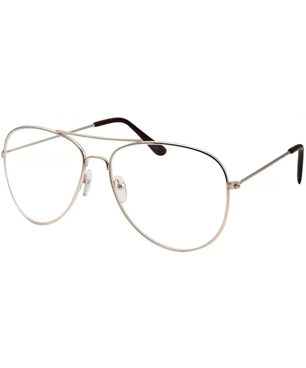 Clear Lens Aviator Eyeglasses - Gold Medium - CB12IH20KLX $12.27 Square