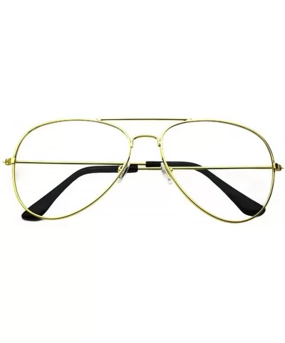 Clear Lens Aviator Eyeglasses - Gold Medium - CB12IH20KLX $12.27 Square