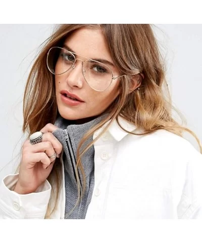 Clear Lens Aviator Eyeglasses - Gold Medium - CB12IH20KLX $12.27 Square