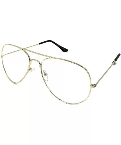 Clear Lens Aviator Eyeglasses - Gold Medium - CB12IH20KLX $12.27 Square