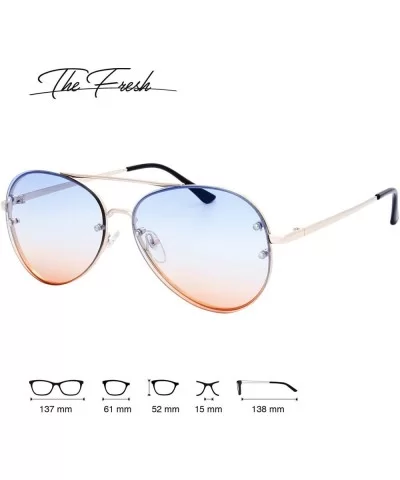 Oversize Rimless Ocean Color Lens Aviator Sunglasses Gift Box - 3-gold - CG1890D3LY8 $13.42 Aviator