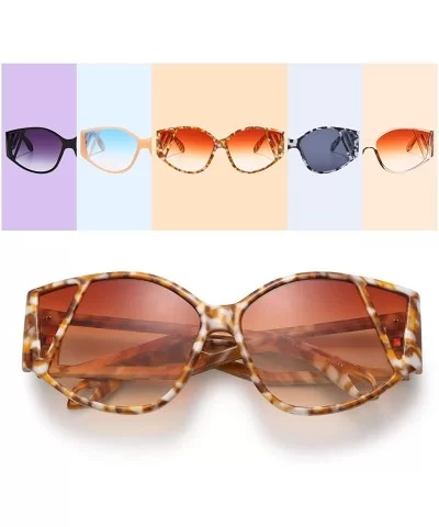 Cat Eye Oversized Sunglasses for Women Fashion Flat Top Plastic Frame Gradient Lens Shades Trendy Glasses - C1198QY563R $21.5...