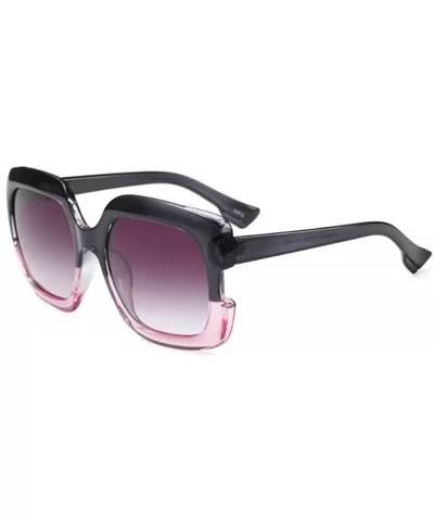 Sunglasses Oversized Rectangular Frame Women's Fashion Sun Resin frame - Grey Pink - CU18DWDIQXX $14.20 Rectangular