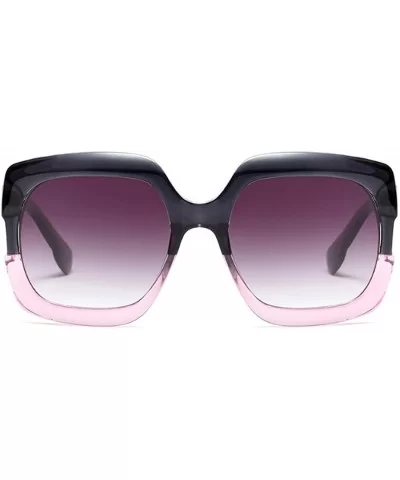 Sunglasses Oversized Rectangular Frame Women's Fashion Sun Resin frame - Grey Pink - CU18DWDIQXX $14.20 Rectangular