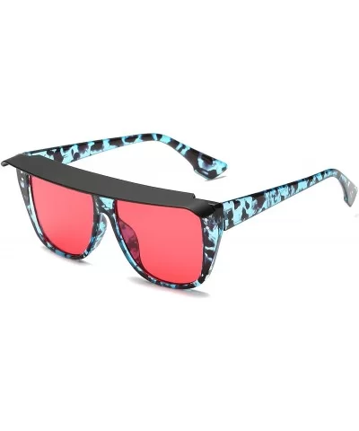 Retro Vintage Shield Flat Lens UV Protection Fashion Sunglasses for Men and Women - Red - C818IREYZ2E $11.37 Shield