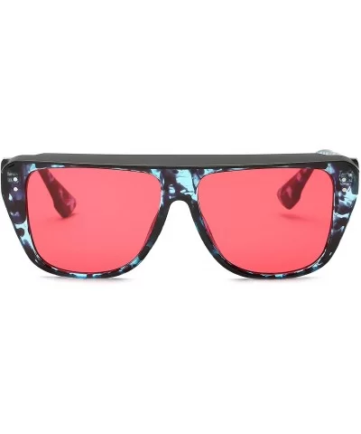 Retro Vintage Shield Flat Lens UV Protection Fashion Sunglasses for Men and Women - Red - C818IREYZ2E $11.37 Shield