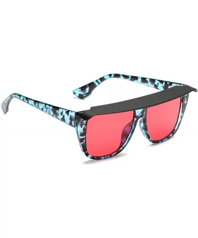 Retro Vintage Shield Flat Lens UV Protection Fashion Sunglasses for Men and Women - Red - C818IREYZ2E $11.37 Shield