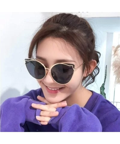 Luxury Fashion Cat Eye Designer Sunglasses Metal Reflective Glasses For Women Mirror Retro glasses - Gold Pink - CM198G5AXKN ...