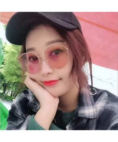 Luxury Fashion Cat Eye Designer Sunglasses Metal Reflective Glasses For Women Mirror Retro glasses - Gold Pink - CM198G5AXKN ...