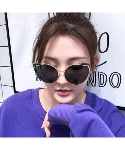 Luxury Fashion Cat Eye Designer Sunglasses Metal Reflective Glasses For Women Mirror Retro glasses - Gold Pink - CM198G5AXKN ...