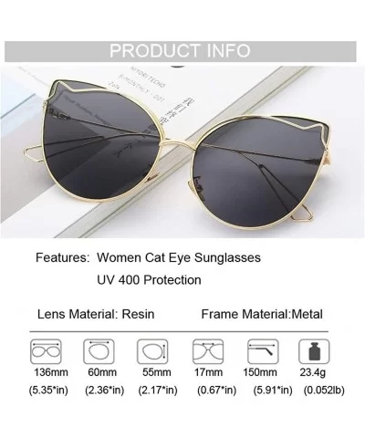 Luxury Fashion Cat Eye Designer Sunglasses Metal Reflective Glasses For Women Mirror Retro glasses - Gold Pink - CM198G5AXKN ...