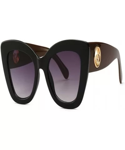 Fashion Cat Eye Female Sunglasses Trendy Big Frame Feminine Glasses Vintage Black Sunglasses Ladies Thick - 2 - CA18QA8ISA3 $...