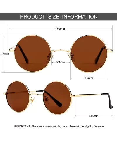 John Lennon Glasses - Small Round Polarized Sunglasses for Women Men Retro Circle Sun Glasses - Gold/Brown - CM192CEW9CX $13....