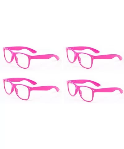 Neon Color 80's Retro Classic Party Nerd Clear Lens Glasses - 4 Pink - C112N7CV9I1 $18.30 Wayfarer