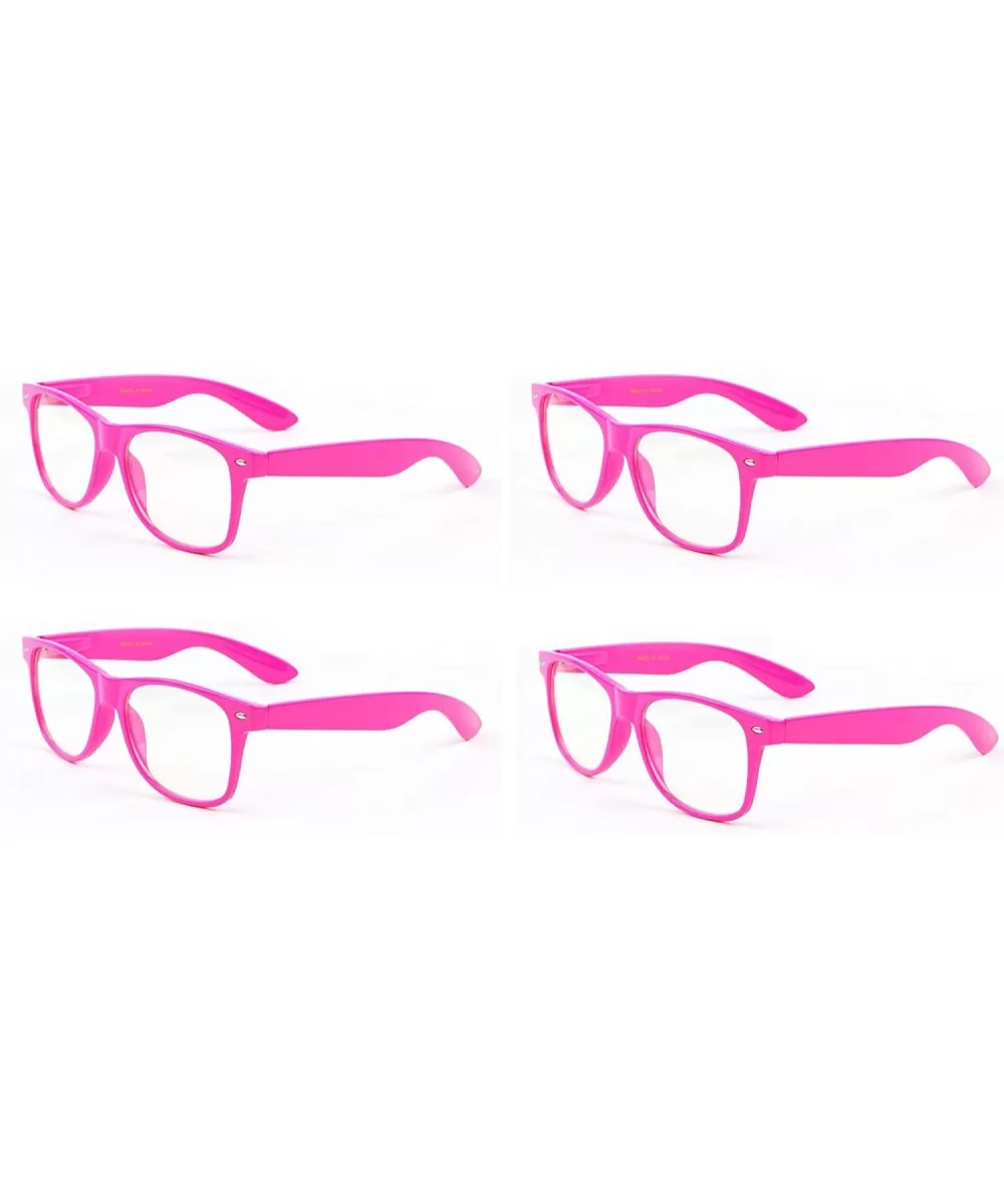 Neon Color 80's Retro Classic Party Nerd Clear Lens Glasses - 4 Pink - C112N7CV9I1 $18.30 Wayfarer