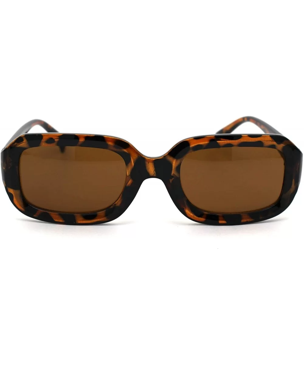 Womens Thick Plastic Mod Narrow Rectangular Retro Sunglasses - Tortoise Brown - CI18ZCQ6OQT $12.67 Rectangular