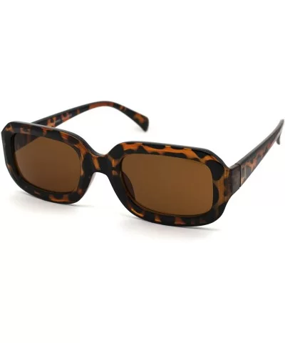 Womens Thick Plastic Mod Narrow Rectangular Retro Sunglasses - Tortoise Brown - CI18ZCQ6OQT $12.67 Rectangular