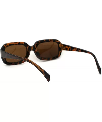 Womens Thick Plastic Mod Narrow Rectangular Retro Sunglasses - Tortoise Brown - CI18ZCQ6OQT $12.67 Rectangular