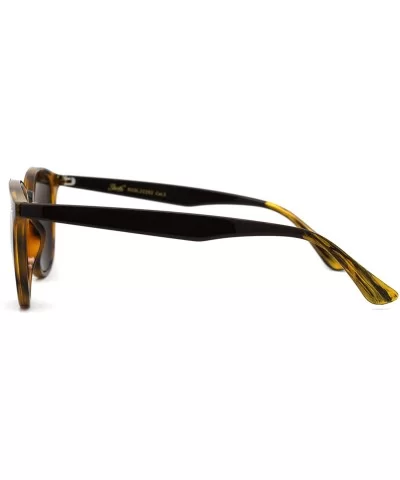 Womens Thin Plastic Round Horn Rim Designer Sunglasses - Tortoise Solid Brown - CT193MS85CQ $13.21 Round