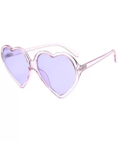 Women Fashion Unisex Heart-shaped Shades Sunglasses Integrated UV Glasses - Purple - CO193XIHCRY $11.93 Oversized