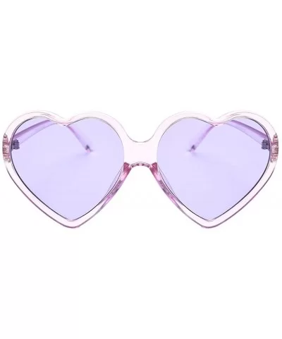 Women Fashion Unisex Heart-shaped Shades Sunglasses Integrated UV Glasses - Purple - CO193XIHCRY $11.93 Oversized