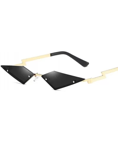 Diamond Shape Sunglasses Women Rimless Vintage Cat Eye Glasses Mirrors UV400 - Black - CZ198XTS5UH $10.27 Cat Eye