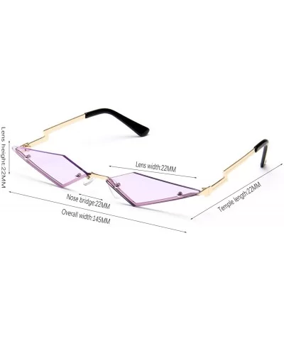 Diamond Shape Sunglasses Women Rimless Vintage Cat Eye Glasses Mirrors UV400 - Black - CZ198XTS5UH $10.27 Cat Eye