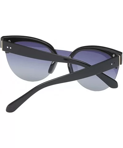 Half Frame Cat Eye Polarized Sunglasses Anti-UV Metal Frame Eyeglasses - Black Gray - CZ180RHAO24 $24.86 Oval